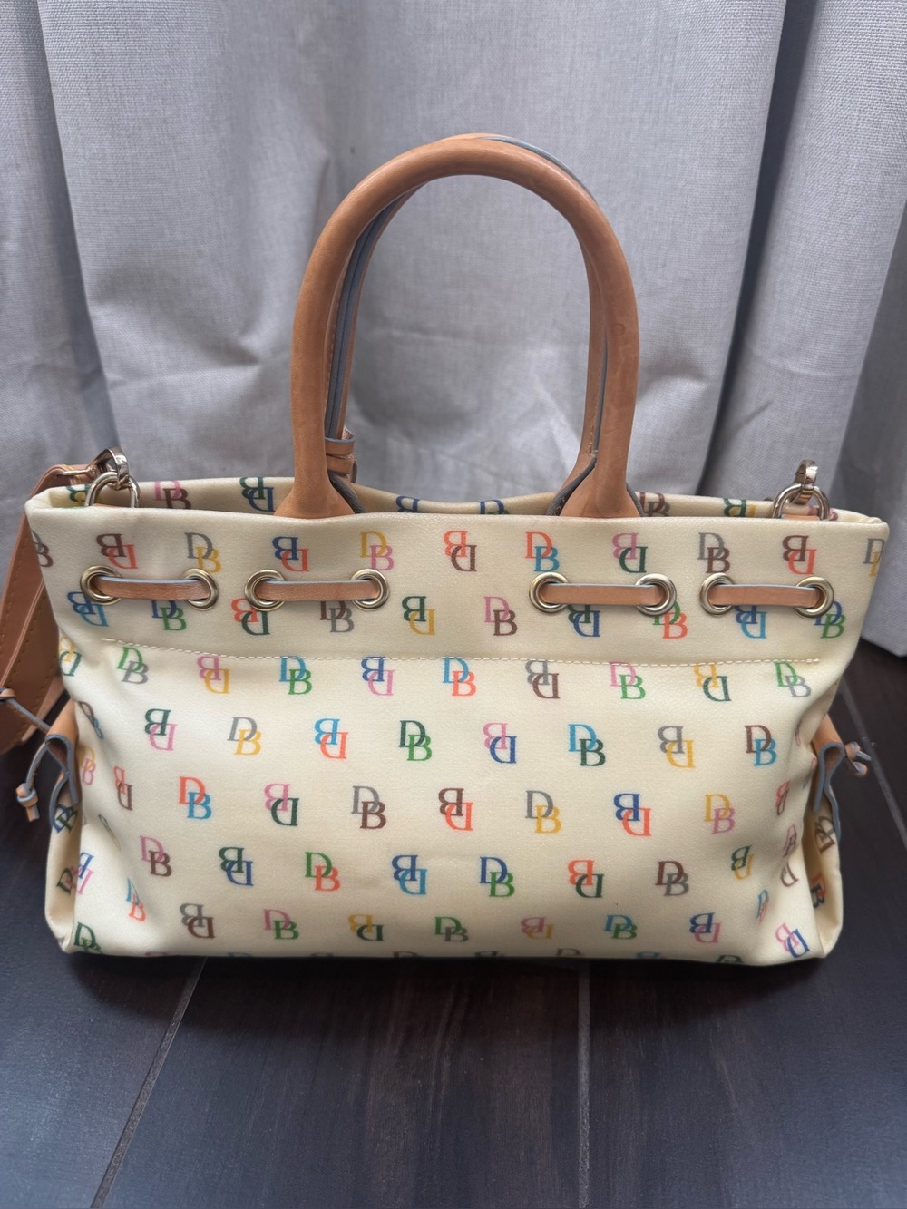 Dooney & Bourke Vintage Y2K Rainbow Satchel Tote Monogram It Girl - Picture 6 of 13